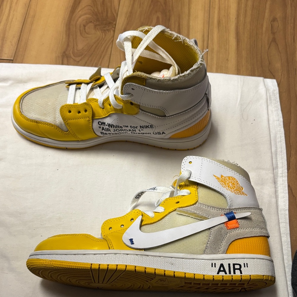 Canary Yellow Off-White High-Top Sneakers